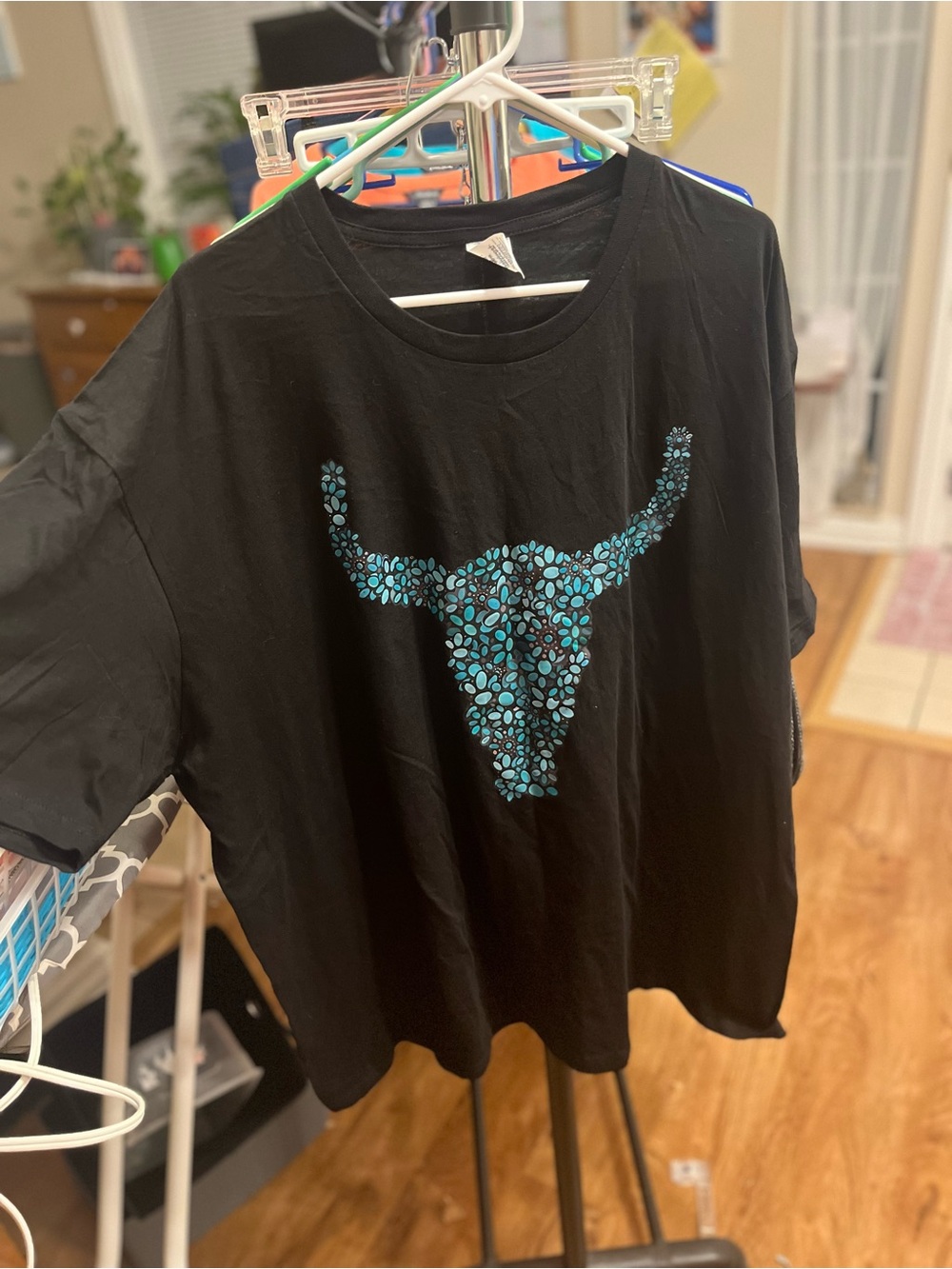 NWOT - 3XL - Black Tee with Turquoise Bull